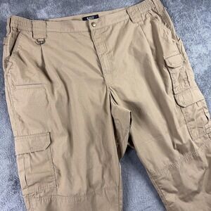 5.11 Tactical Taclite Pro Pants Mens 47x28 Beige Cargo Ripstop Elastic Waist